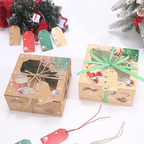 18 Pack Christmas Cupcake Boxes Festive Adorable Holiday Design Bakery Treat Packaging for Gift Giving Parties Desserts Muffins Pastries Tarts Convenient 4 Count Sweet Treat Container