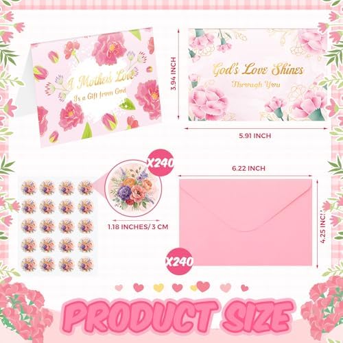 Crtiin 240 Set Mother's Day Religious Cards Bulk 2027 Christian Gold Foil