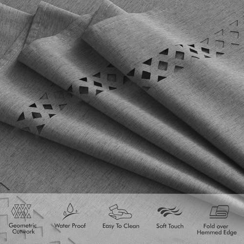 MIULEE Grey Rectangle Tablecloth with Decorative Cutouts 60x104 inch