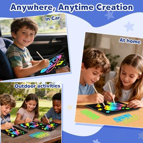 ZMLM Scratch Paper Art-Crafts Gift: 2 Pack Rainbow Notebooks Supplies Toys