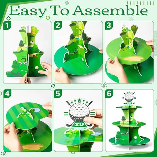 Golf Birthday Cupcake Stand - 3 Tiered Baby Shower Party Decoration
