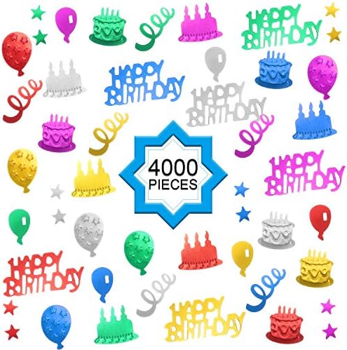 WILLBOND 4000 Pieces Happy Birthday Confetti Metallic Foil Glitter