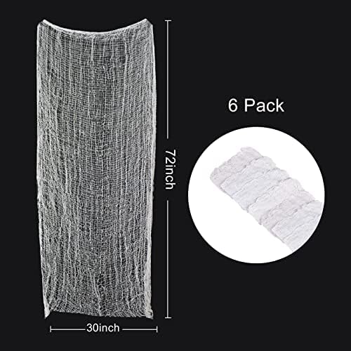 Yobbai 6 Pack White Creepy Cloth - Halloween Decorations - 30X72 Inch Spooky Fabric - Cotton - DIY Halloween Decor