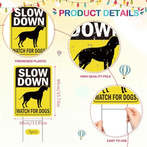 Rngmsi Slow Down Dogs At Play Yard Sign Set 3pc