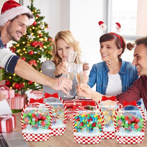 Fuutreo 50 Pcs Winter Gift Bags, Clear Snowflake Resealable Plastic Pouches