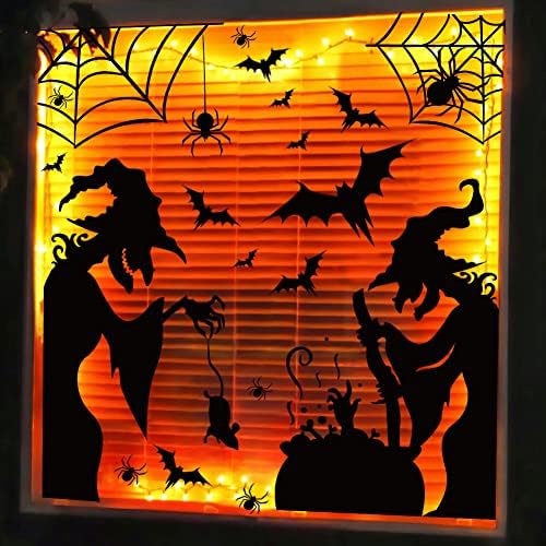 Large Halloween Window Clings Decorations - Silhouette Decorations With Scary Witch Stickers for Windows