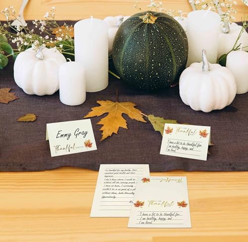 50 Count Thankful Cards 2.5 x 3.5 Inch Gratitude Place Cards with Gold Foil