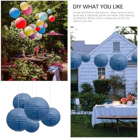20Pcs Navy Blue Paper Lanterns for Parties, 4” 6” 8” 10” 12” Chinese Asian Hanging Round Paper Lanterns for Birthday Wedding Halloween Christmas Home Decor Party Decor