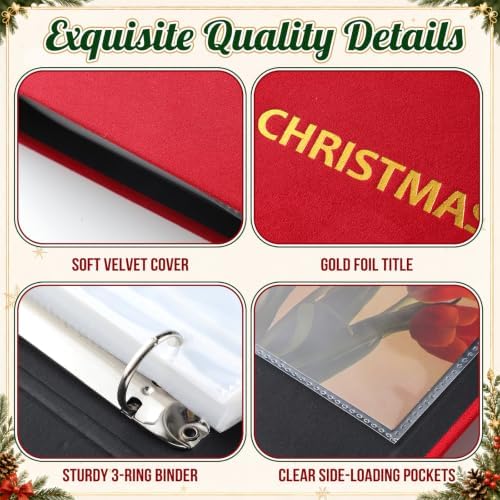 Spiareal Christmas Velvet Card Organizer with 100 Page, Suit 7x5 In Card