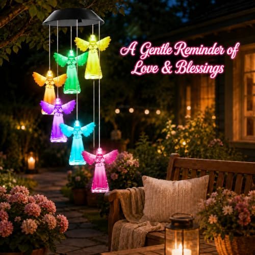 Winzwon Angel Solar Wind Chimes for Outside, Memorial Garden Decorations