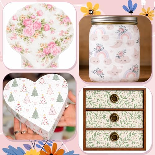 Crtiin 20 Pack Decoupage Napkins Floral Cocktail Decorative Paper Napkins