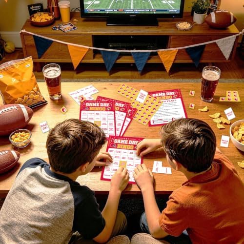 Football Bingo Game Cards - 24 Sheets, Red