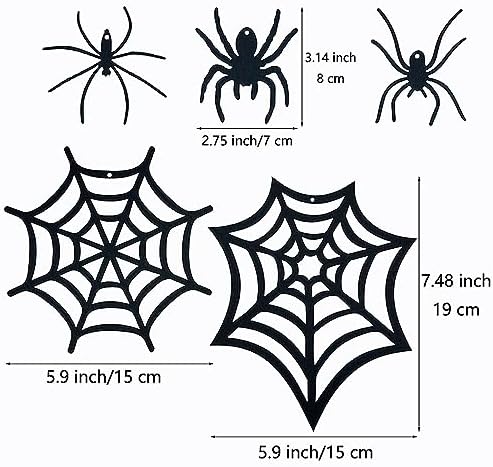 SaktopDeco 33 PCS Hanging Spider Decorations Spider Ornament Black Felt Spider Web Halloween Decorations for DIY House Decor