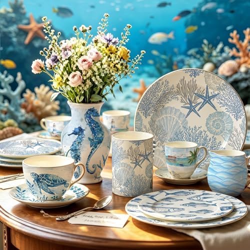 Yexiya 36 Sheet 6 Style Coastal Ocean Paper Napkins for Decoupage