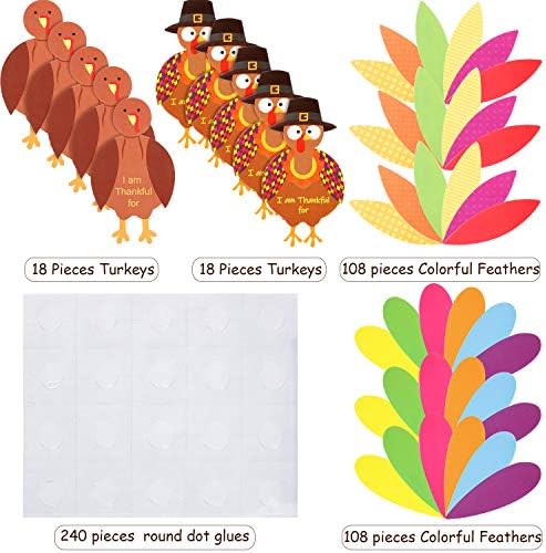 BBTO 36 Sets Thanksgiving Turkey Craft Kit Fall Craft, Classic Style