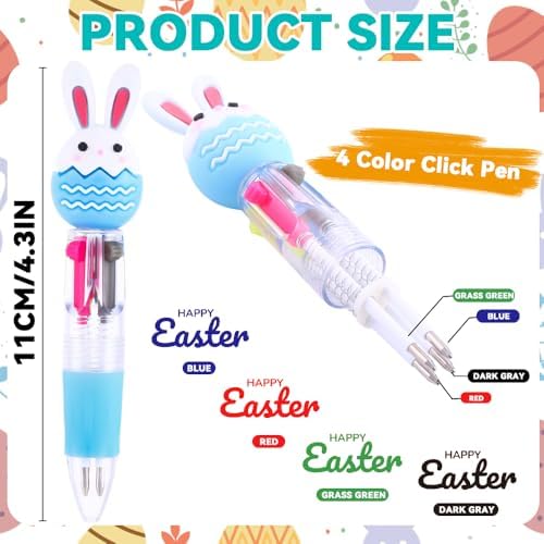 24PCS Easter Fun Pens Cute Bunny Egg Multicolor Gifts Pens Basket Stuffers