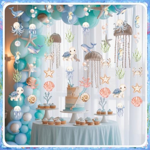 Xinnun 8 Pcs Sea You Soon Baby Shower Decorations Under The Sea Garlands