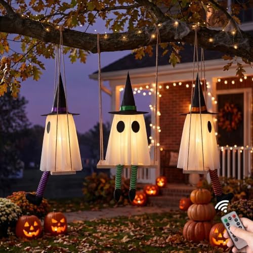 Halloween Hanging Swing Ghost Decor, Spooky Ghost Decorations for Outdoor
