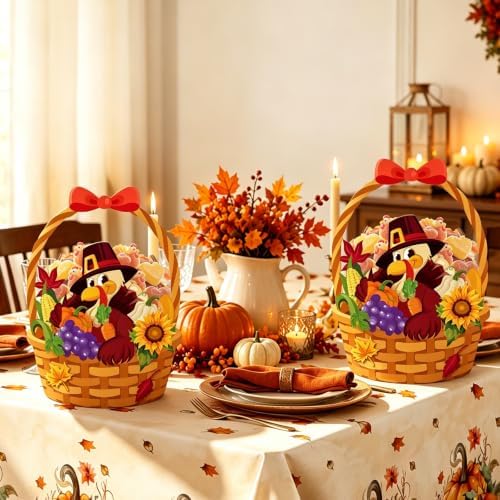 FOIMAS 50pcs Thanksgiving Bags Plastic Fall Goodie Bags with Handles Ziplock Basket Resealable Candy Bag for Thanksgiving Harvest Holiday Party Gift Wrapping Supplies Decoration Favor
