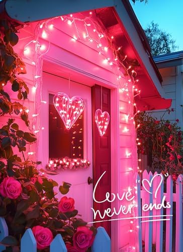 Pink Christmas String Lights, 100 Count Incandescent Valentines Day Decorations Outdoor, 20FT Connectable Valentine Lights Mini Fairy Light for Indoor Xmas Wedding Party Valentine's tree Decoration