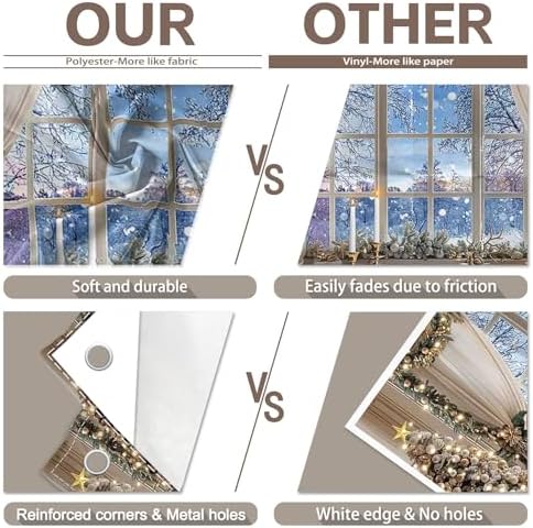 12x8ft Fabric Christmas Winter Window Photography Backdrop