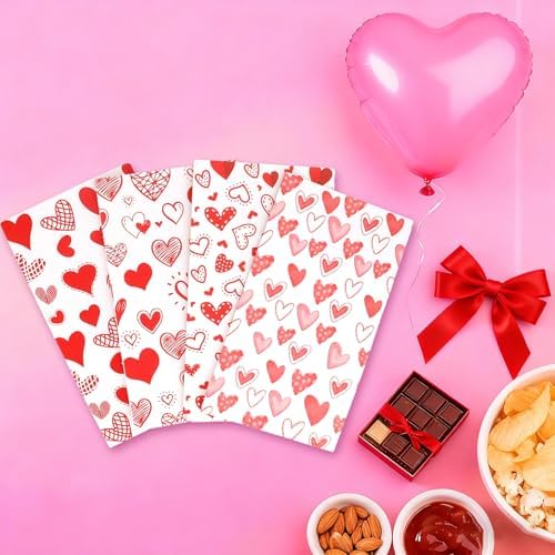 Valentines Bags for Kids Class 24 PCS Valentine Paper Bags with Stickers for Gifts Treat Goodie Candy Snack Goody Cookie Wrap Galentines Valentines Day Party Favors Supplies Decorations Baggies Pouch