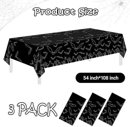 Childom 3 Pack Halloween Tablecloth Rectangle Table,Halloween Decorations