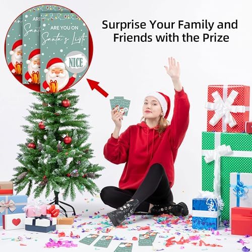 Christmas Scratch Off Cards - 40pcs Xmas Party Scratch Prize Cards - Santa Festive Raffle Tickets for Adults Families Events Business Groups Game Supplies - A03