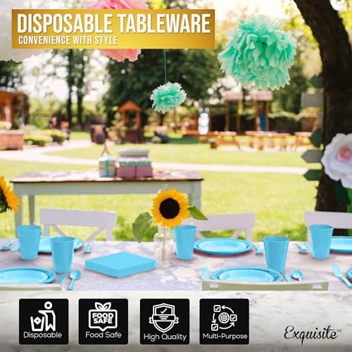 Exquisite 350 Pcs Light Blue Plates and Napkins Party Supplies Plate Sets