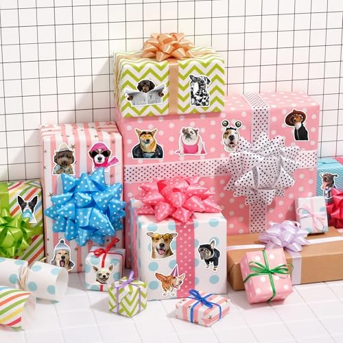 H1vojoxo Funny Dog Stickers Rolls - 1000PCS Cute Dog Stickers for Kids 16 Designs Waterproof Dogs Stickers for Water Bottles Dog Lovers Laptop Scrapbook Crafts Envelopes Gifts Cute Animal Stickers