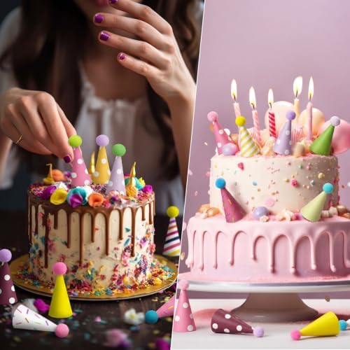 12 Pcs Mini Happy Birthday Hat Cupcake Toppers for Animal Figure