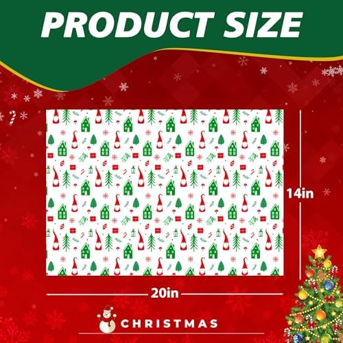 120 Sheets Christmas Tissue Paper for Gift Bags, 20" X 14" Xmas Holiday Tissue Paper for Christmas Gift Wrapping and DIY Gift Crafts Metallic Party Decor