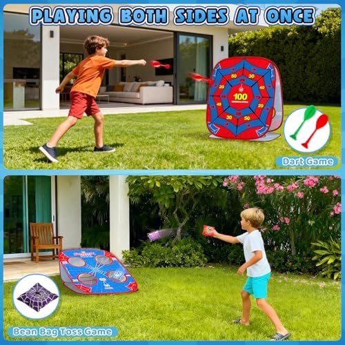 Spider Bean Bag Toss Game, Cornhole Board Outdoor Toys for Kids Age 3-12