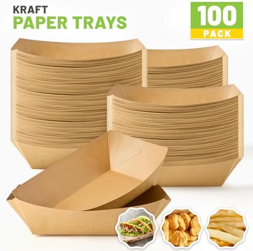 ZORRITA 100 Pack 5 LB Extra Large Paper Food Trays