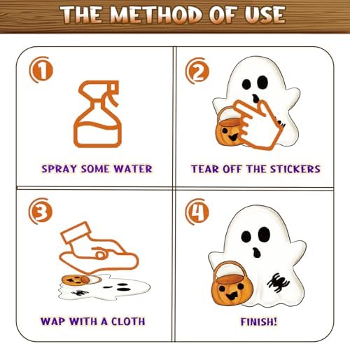 XZENTIRA 161 PCS Halloween Window Clings Double Sided Ghost Window Stickers Reusable Seasonal Window Decorations Ghost Decor Decals for Glass Windows Home Office Party 6 Sheets