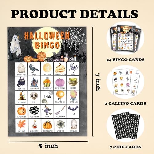 Halloween Bingo Games Cards for Adults, Cute Ghost Bingo Cards for Party, Halloween Party Decorations Favors Supplies, Spooky Pumpkin Games for Family Friends, Holiday Game for 24 Players -14