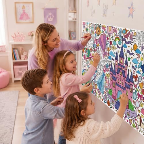 Princess Coloring Poster & Table Cover - 71" x 31.5"