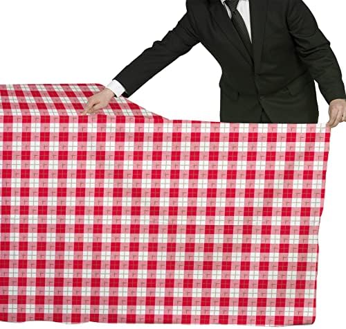 Gatherfun 3PCS Red White Gingham Rectangular Waterproof Tablecloth 54X108Inch Disposable Plastic Table Cover with Gold Stamping for Easter Picnic Barbecue Kitchen Holiday Birthday Party