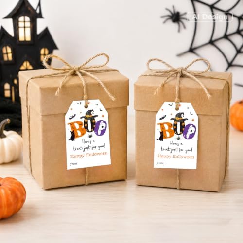 Alynta Halloween Tags with String 50Pcs Happy Halloween Paper Gift Tags