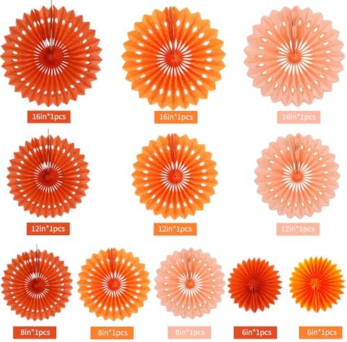 BEISHIDA Honeycomb Round Paper Fans Orange Hanging Party Decoration