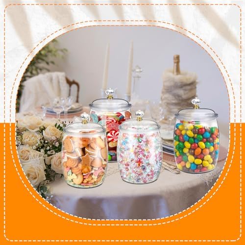 Nuogo 4 Pcs Plastic Candy Jars with Lid Unbreakable,Stylish,42 oz