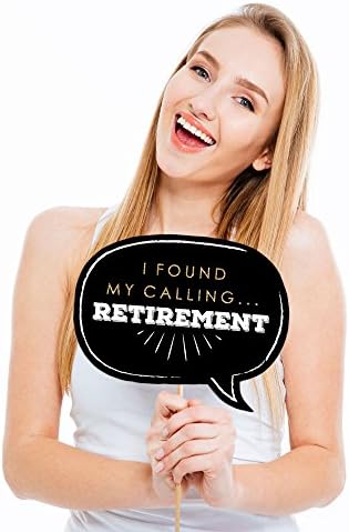 Funny Happy Retirement Party Photo Booth Prop Kit, DIY Setup - 10pc