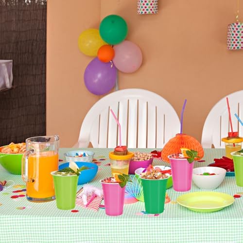 Whaline 60 Pcs Halloween Colored Plastic Cups 16 Oz Light Green Pink Green Plastic Cup Witch Party Disposable Cup for Birthday Baby Shower Party Gathering Festive Celebrations
