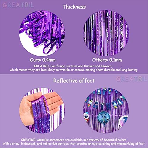 Purple Tinsel Curtain Party Backdrop - 3.2ft x 8.2ft - Pack of 2