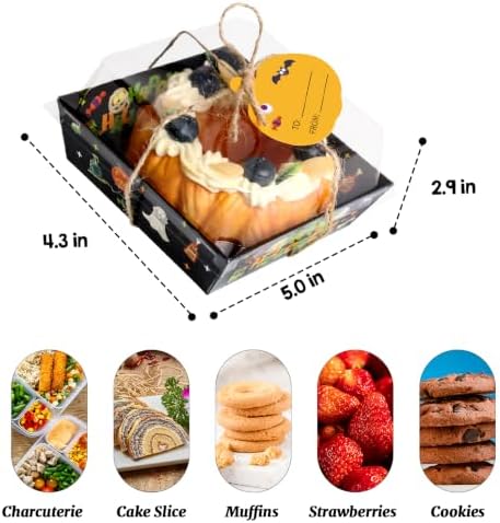 WorldBazaar 50PCS Halloween Charcuterie Boxes with Clear Lids Box