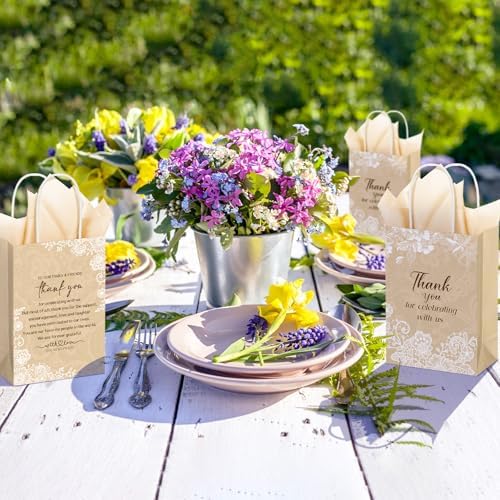 Fuutreo 100 Pack Wedding Gift Bags Bulk for Guests, Vintage Lace