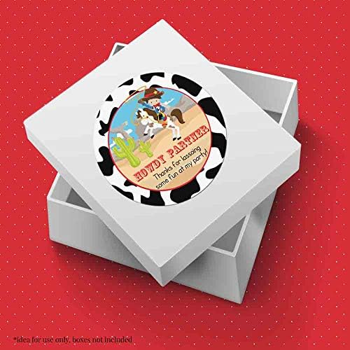 Thank You Cowboy Stickers, 40 Pack 2 Inch Round Labels, First Rodeo Thank You Stickers for Western Birthday Party Favors by Amanda Creation