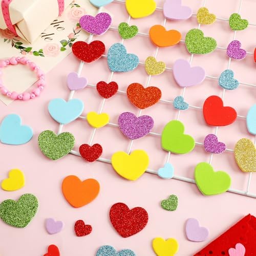 600Pcs Glitter Foam Heart Stickers Valentines Day Love Sticker