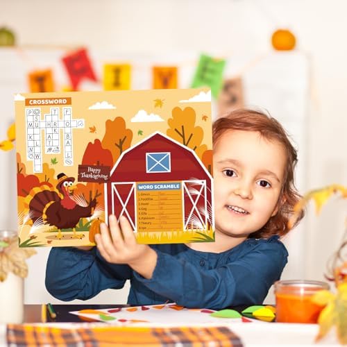 16PCS Thanksgiving Coloring Placemats, Large Kids Paper Thanksgiving DIY Placemats for Classroom Crafts Activity Party Supplies (Classic)