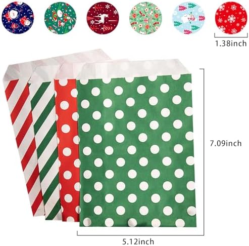 Christmas Treat Bags Red Green Candy Cookie Buffet Paper Bags